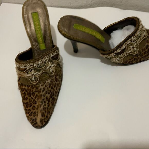 Cydney Mandel Handmade Leopard Mules Sz 7 EUC - Picture 3 of 9